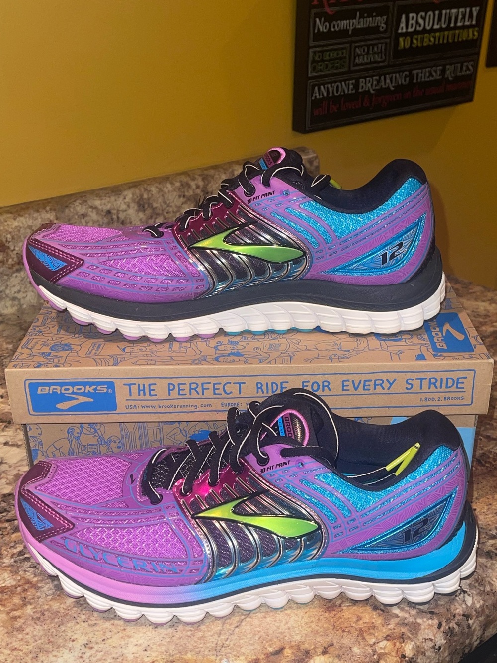 Brooks Glycerin 10 Women's Purple, Blue and Green Running Shoes - Picture 6 of 9